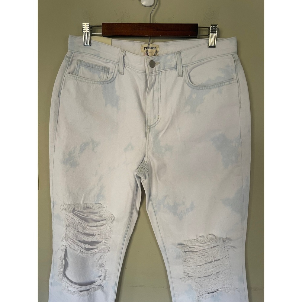 LAGENCE Adele High Rise Crop Stove Pipe Jeans Bleached Distressed Size 29 New - Picture 2 of 8